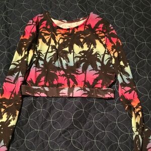 art class Multicolor Palm Tree Print Crop Top